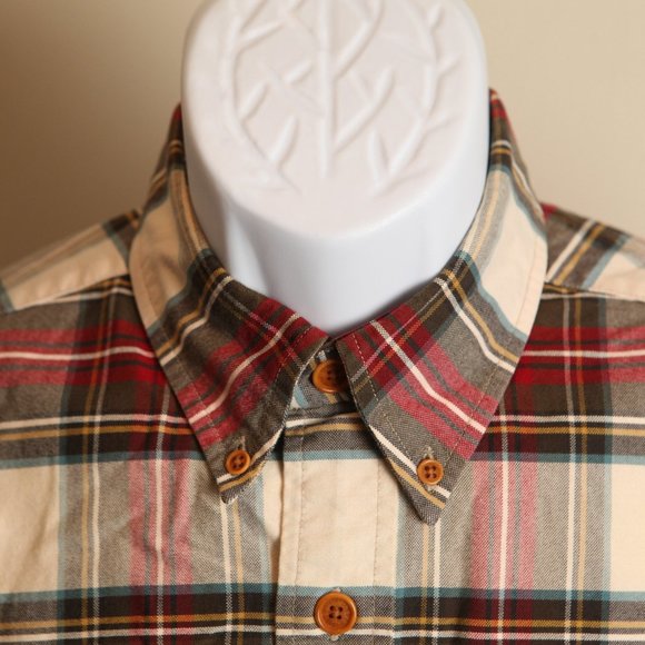 ORVIS Men's beige, red and green plaid long sleeve outdoorsmen shirt Medium M - Picture 1 of 5